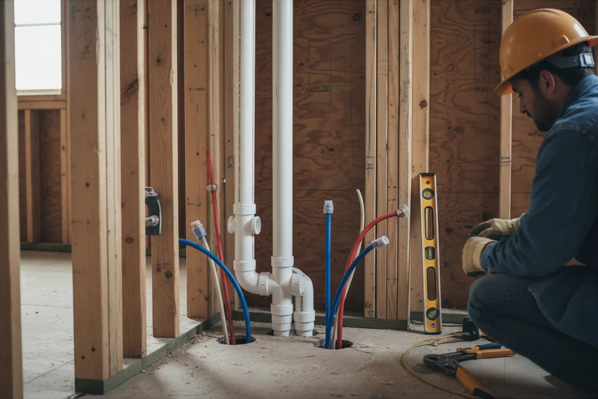 Drain and supply rough-in during Drain Cleaning in Lilburn