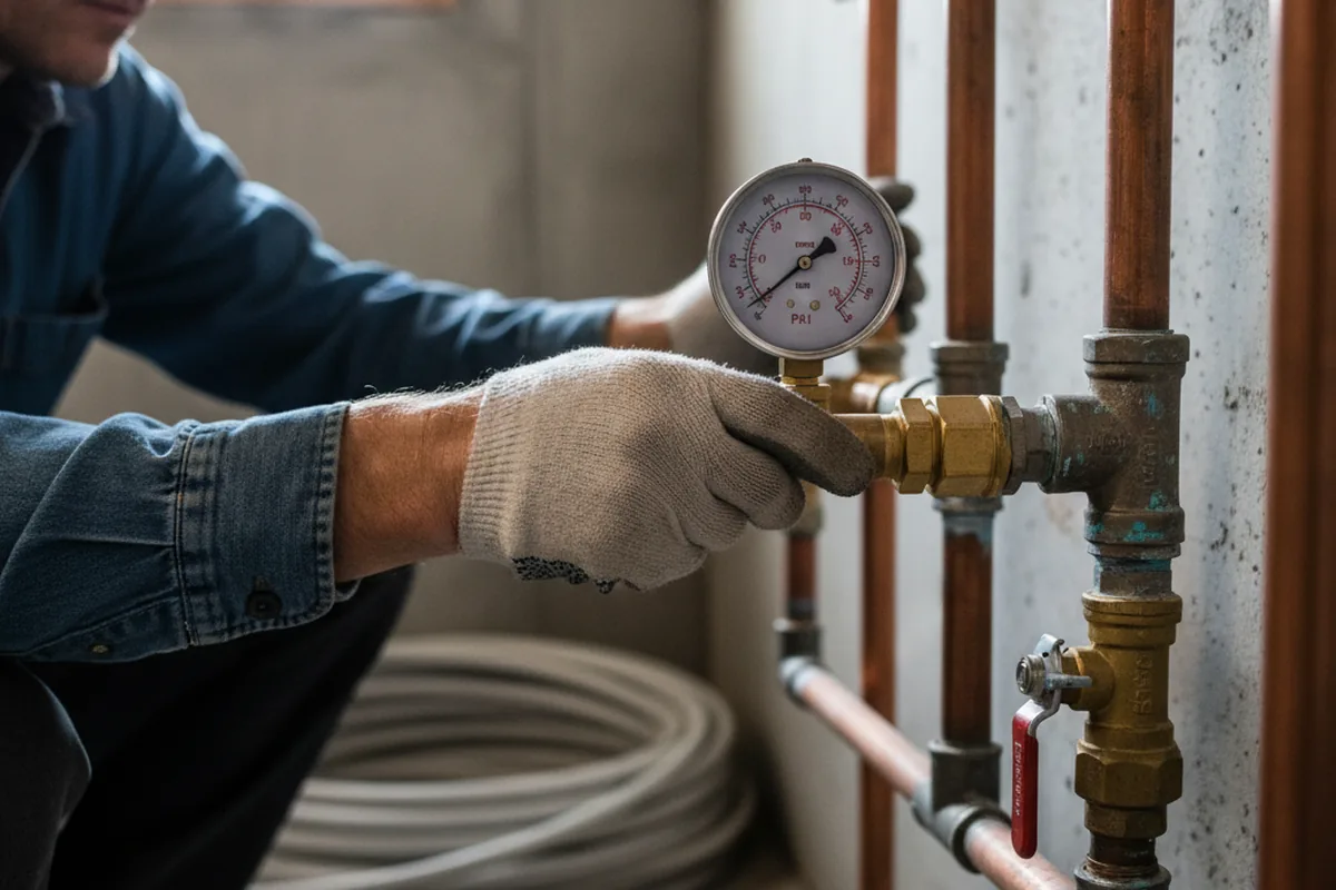 Pressure testing a repaired line during Water Line Repair in Lilburn